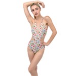 Background Pattern Flowers Design Leaves Autumn Daisy Fall Plunging Cut Out Swimsuit