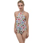 Background Pattern Flowers Design Leaves Autumn Daisy Fall Go with the Flow One Piece Swimsuit