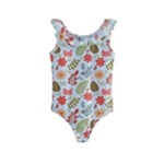 Background Pattern Flowers Design Leaves Autumn Daisy Fall Kids  Frill Swimsuit