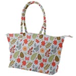 Background Pattern Flowers Design Leaves Autumn Daisy Fall Canvas Shoulder Bag
