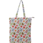 Background Pattern Flowers Design Leaves Autumn Daisy Fall Double Zip Up Tote Bag