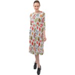 Background Pattern Flowers Design Leaves Autumn Daisy Fall Ruffle End Midi Chiffon Dress