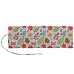 Background Pattern Flowers Design Leaves Autumn Daisy Fall Roll Up Canvas Pencil Holder (M)