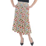 Background Pattern Flowers Design Leaves Autumn Daisy Fall Midi Mermaid Skirt