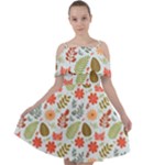 Background Pattern Flowers Design Leaves Autumn Daisy Fall Cut Out Shoulders Chiffon Dress
