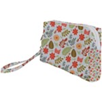 Background Pattern Flowers Design Leaves Autumn Daisy Fall Wristlet Pouch Bag (Small)
