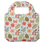 Background Pattern Flowers Design Leaves Autumn Daisy Fall Premium Foldable Grocery Recycle Bag