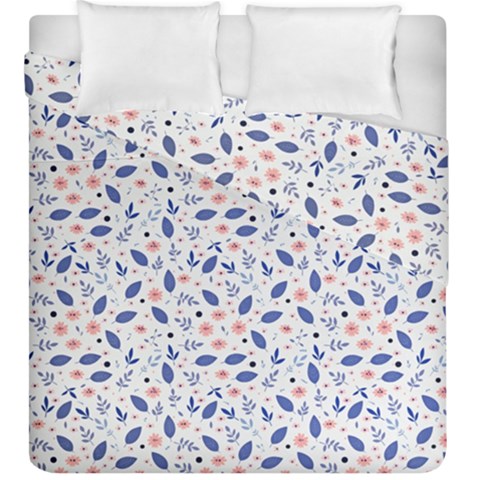 Background Pattern Floral Leaves Flowers Duvet Cover Double Side (King Size) from UrbanLoad.com