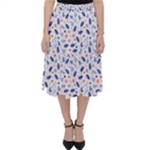 Background Pattern Floral Leaves Flowers Classic Midi Skirt