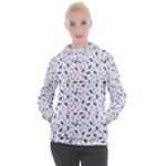 Background Pattern Floral Leaves Flowers Women s Hooded Pullover