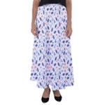 Background Pattern Floral Leaves Flowers Flared Maxi Skirt