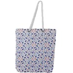 Background Pattern Floral Leaves Flowers Full Print Rope Handle Tote (Large)