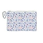 Background Pattern Floral Leaves Flowers Canvas Cosmetic Bag (Medium)