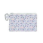 Background Pattern Floral Leaves Flowers Canvas Cosmetic Bag (Small)