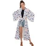 Background Pattern Floral Leaves Flowers Maxi Kimono