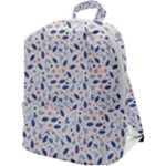 Background Pattern Floral Leaves Flowers Zip Up Backpack