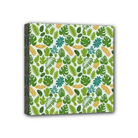 Leaves Tropical Background Pattern Green Botanical Texture Nature Foliage Mini Canvas 4  x 4  (Stretched) from UrbanLoad.com