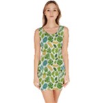Leaves Tropical Background Pattern Green Botanical Texture Nature Foliage Bodycon Dress