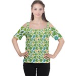 Leaves Tropical Background Pattern Green Botanical Texture Nature Foliage Cutout Shoulder T-Shirt