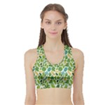Leaves Tropical Background Pattern Green Botanical Texture Nature Foliage Sports Bra with Border