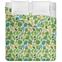 Leaves Tropical Background Pattern Green Botanical Texture Nature Foliage Duvet Cover Double Side (California King Size) from UrbanLoad.com