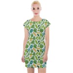 Leaves Tropical Background Pattern Green Botanical Texture Nature Foliage Cap Sleeve Bodycon Dress