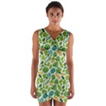 Leaves Tropical Background Pattern Green Botanical Texture Nature Foliage Wrap Front Bodycon Dress