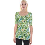 Leaves Tropical Background Pattern Green Botanical Texture Nature Foliage Wide Neckline T-Shirt