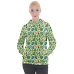 Leaves Tropical Background Pattern Green Botanical Texture Nature Foliage Women s Hooded Pullover