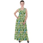 Leaves Tropical Background Pattern Green Botanical Texture Nature Foliage Empire Waist Velour Maxi Dress