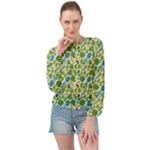Leaves Tropical Background Pattern Green Botanical Texture Nature Foliage Banded Bottom Chiffon Top
