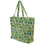 Leaves Tropical Background Pattern Green Botanical Texture Nature Foliage Zip Up Canvas Bag