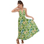 Leaves Tropical Background Pattern Green Botanical Texture Nature Foliage Backless Maxi Beach Dress