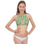 Leaves Tropical Background Pattern Green Botanical Texture Nature Foliage Cross Front Halter Bikini Top
