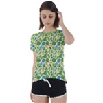 Leaves Tropical Background Pattern Green Botanical Texture Nature Foliage Short Sleeve Open Back T-Shirt