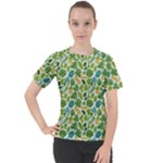 Leaves Tropical Background Pattern Green Botanical Texture Nature Foliage Women s Sport Raglan T-Shirt