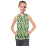 Leaves Tropical Background Pattern Green Botanical Texture Nature Foliage Kids  Sleeveless Hoodie