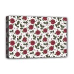 Roses Flowers Leaves Pattern Scrapbook Paper Floral Background Deluxe Canvas 18  x 12  (Stretched)