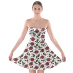 Roses Flowers Leaves Pattern Scrapbook Paper Floral Background Strapless Bra Top Dress