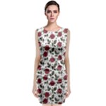 Roses Flowers Leaves Pattern Scrapbook Paper Floral Background Classic Sleeveless Midi Dress