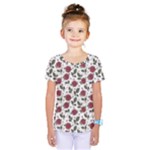 Roses Flowers Leaves Pattern Scrapbook Paper Floral Background Kids  One Piece T-Shirt