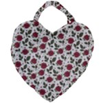 Roses Flowers Leaves Pattern Scrapbook Paper Floral Background Giant Heart Shaped Tote
