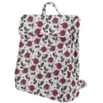 Roses Flowers Leaves Pattern Scrapbook Paper Floral Background Flap Top Backpack