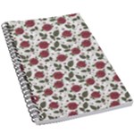 Roses Flowers Leaves Pattern Scrapbook Paper Floral Background 5.5  x 8.5  Notebook