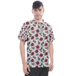 Roses Flowers Leaves Pattern Scrapbook Paper Floral Background Men s Polo T-Shirt