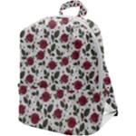 Roses Flowers Leaves Pattern Scrapbook Paper Floral Background Zip Up Backpack