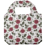 Roses Flowers Leaves Pattern Scrapbook Paper Floral Background Foldable Grocery Recycle Bag