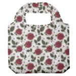 Roses Flowers Leaves Pattern Scrapbook Paper Floral Background Premium Foldable Grocery Recycle Bag