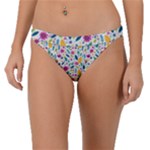 Background Pattern Leaves Pink Flowers Spring Yellow Leaves Band Bikini Bottoms