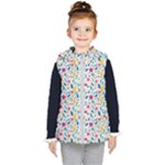 Background Pattern Leaves Pink Flowers Spring Yellow Leaves Kids  Hooded Puffer Vest